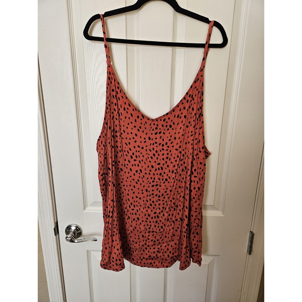 Torrid "Stella" Camisole Stretch Orange/Coral Black Spots Adj. Straps Plus Sz. 6